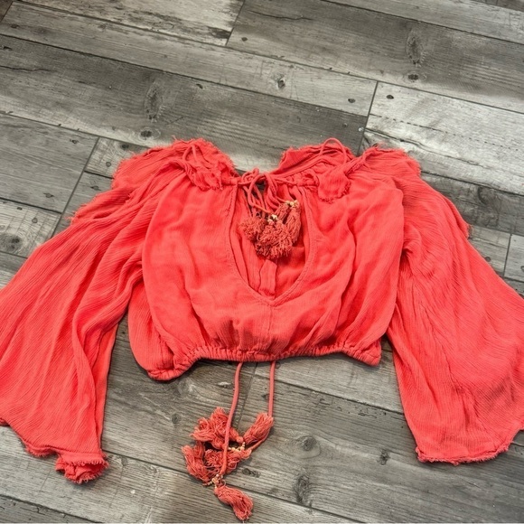 Free People Tops - Free People FP Boho Cropped Hippie Top XS Womens Extra Small Tie